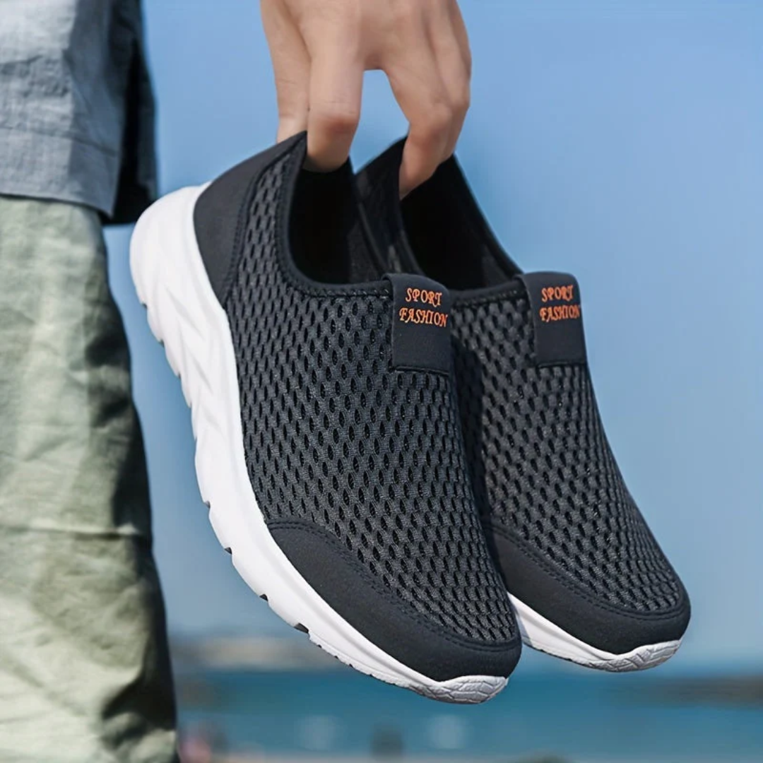 Men's Sneakers Slip-On Mesh Textured Low-Top Pull Tab