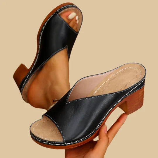 Women’s Open Toe Slide Sandals with Block Heel
