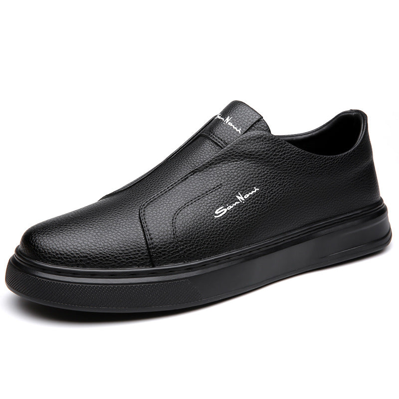 Men's Slip-On Round Toe Leather Sneakers - Low Top