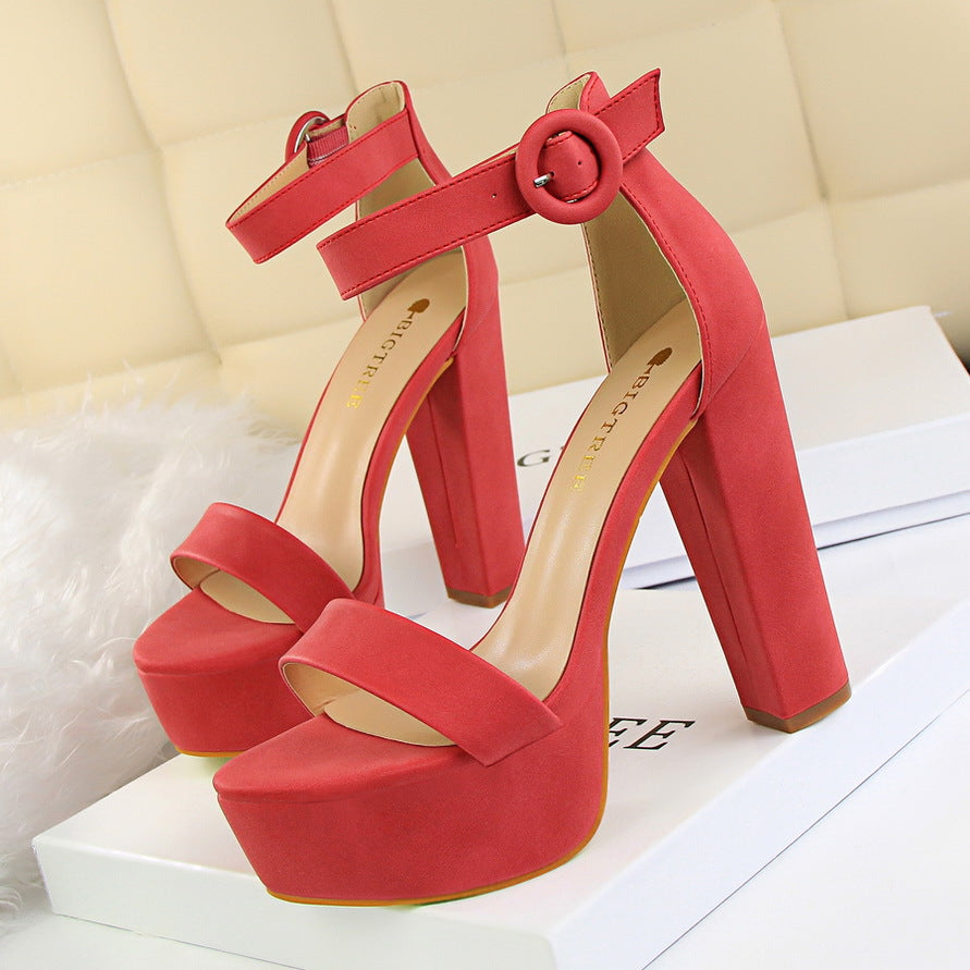 Women's Platform Sandals Block Heels Open Toe Ankle Strap Buckle