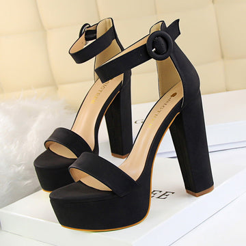 Women's Platform Sandals Block Heels Open Toe Ankle Strap Buckle