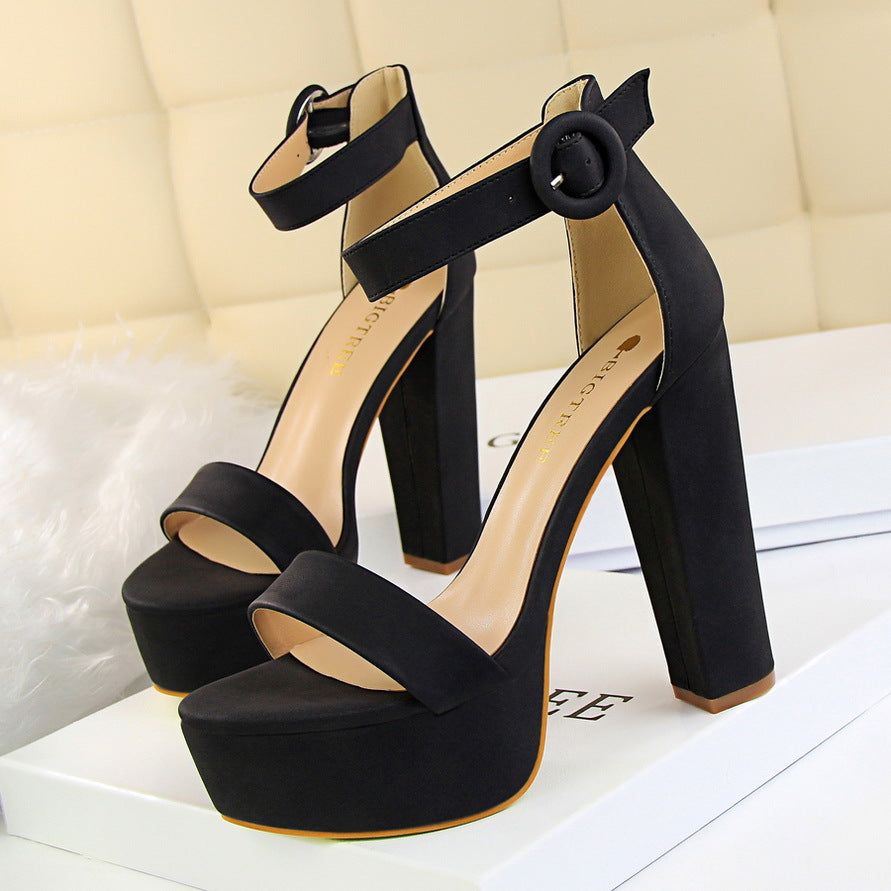 Women's Platform Sandals Block Heels Open Toe Ankle Strap Buckle