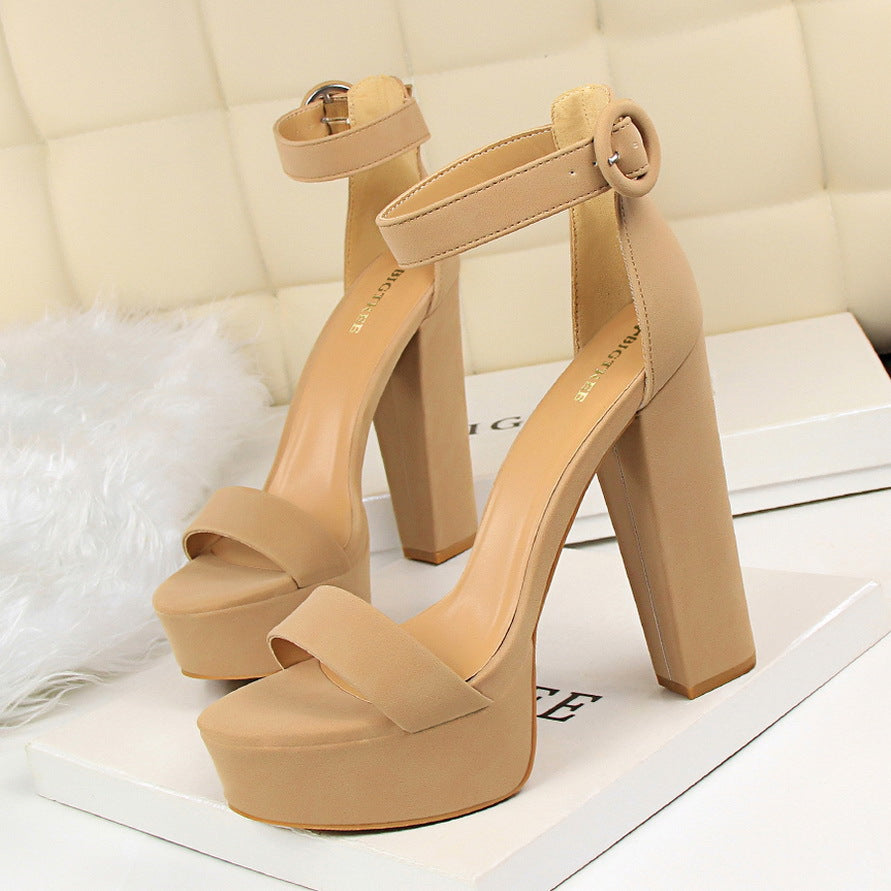 Women's Platform Sandals Block Heels Open Toe Ankle Strap Buckle