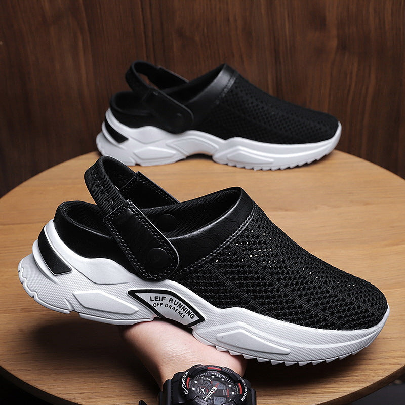 Unisex Closed-Toe Slip-On Mesh Sandals with Heel Strap and Textured Sole