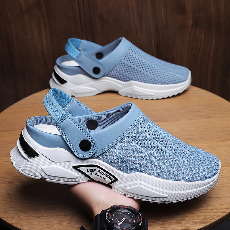 Unisex Closed-Toe Slip-On Mesh Sandals with Heel Strap and Textured Sole