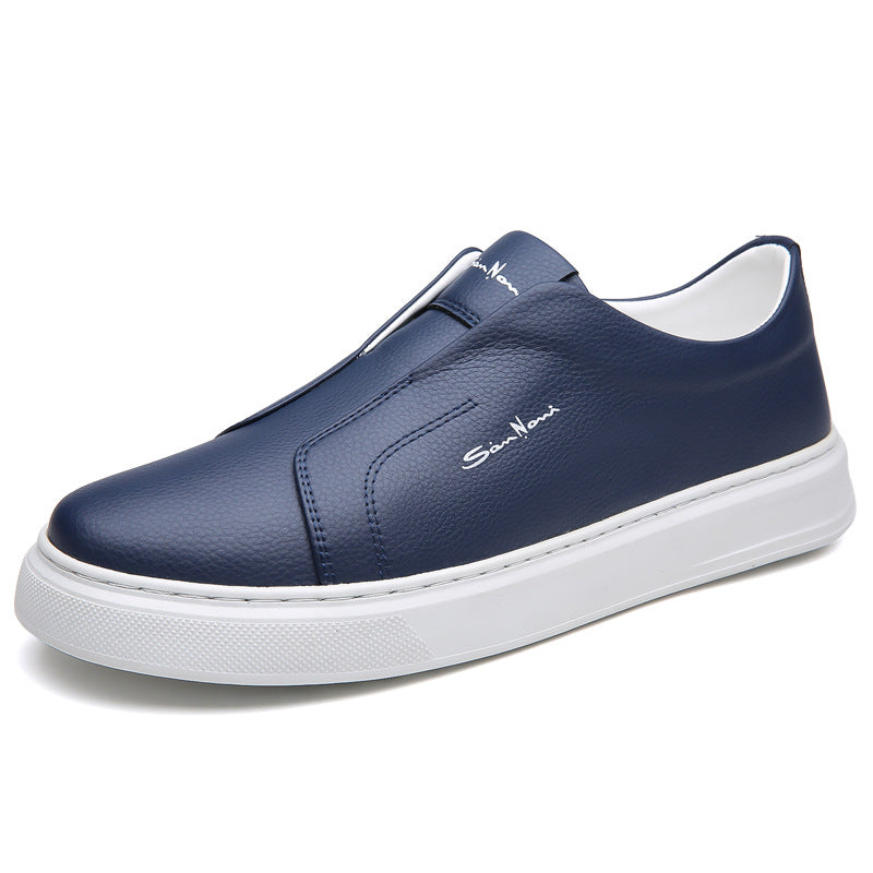 Men's Slip-On Round Toe Leather Sneakers - Low Top