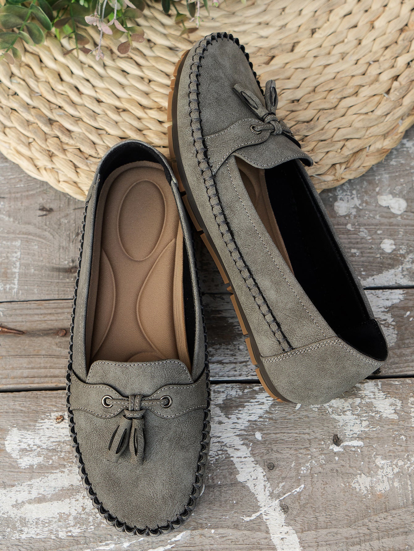 Women’s Slip On Loafers with Bow Detail and Rounded Toe