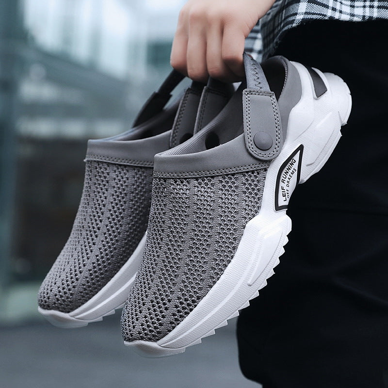 Unisex Closed-Toe Slip-On Mesh Sandals with Heel Strap and Textured Sole