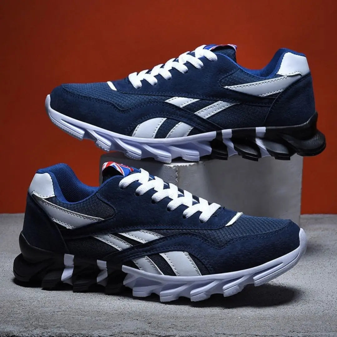 Men's Mesh Athletic Sneakers - Lace-Up - Rounded Toe