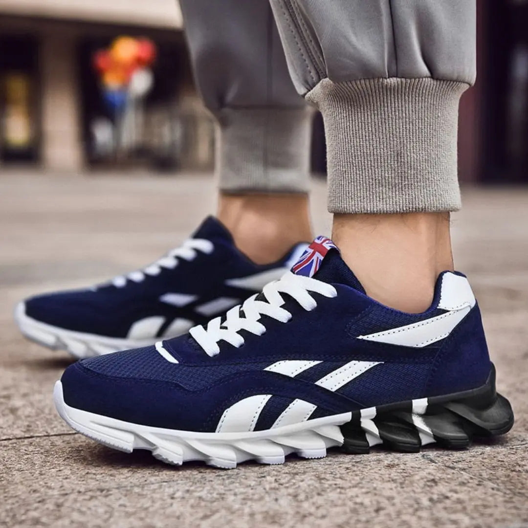 Men's Mesh Athletic Sneakers - Lace-Up - Rounded Toe