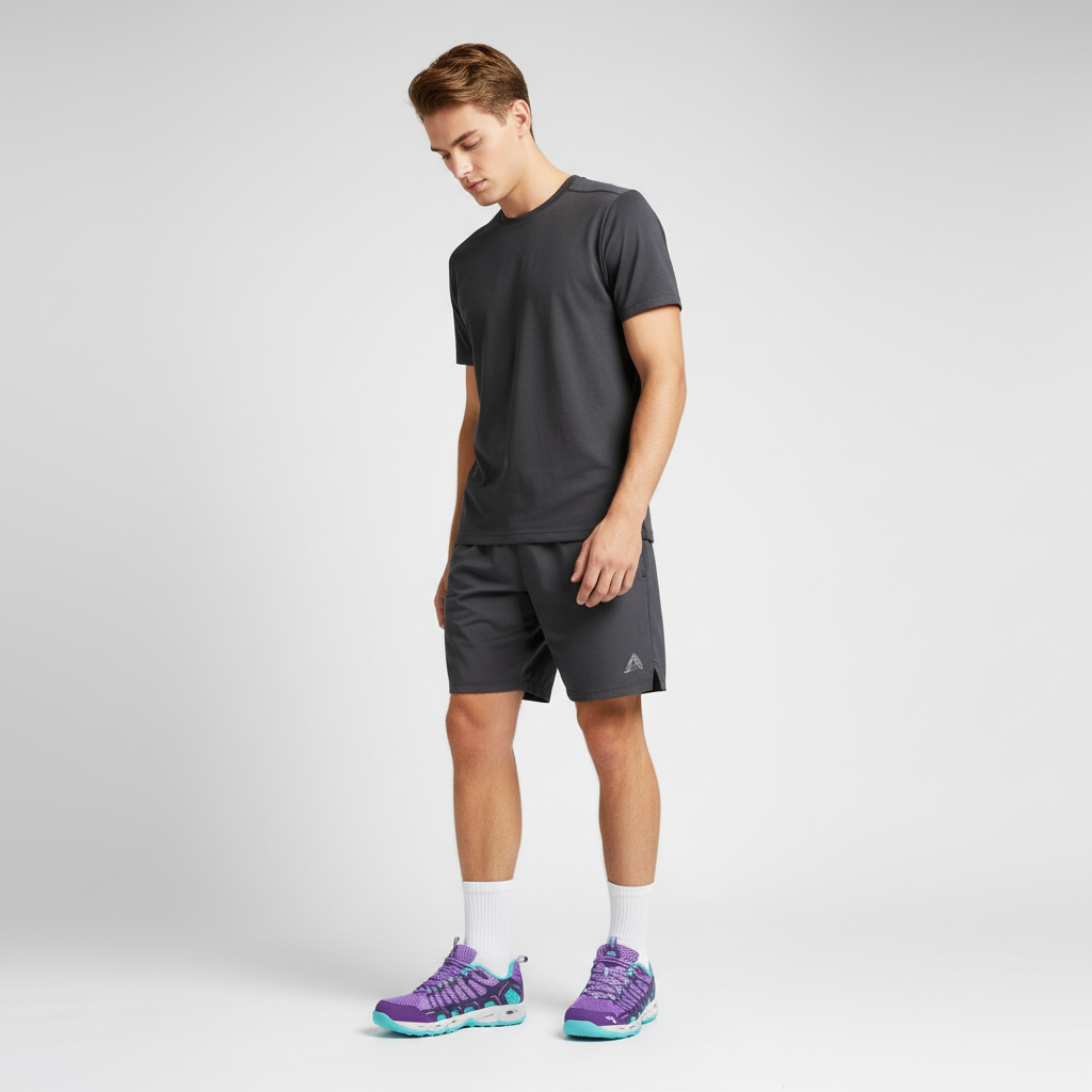 Men Athletic Shoes - Mesh Panel Mid-Top - Air Cushion Sole