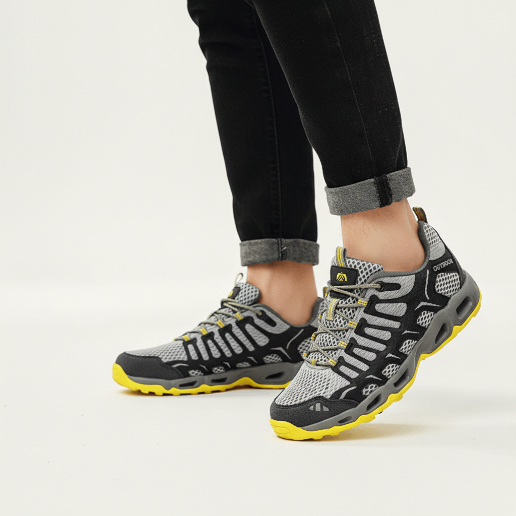 Men Athletic Shoes - Mesh Panel Mid-Top - Air Cushion Sole