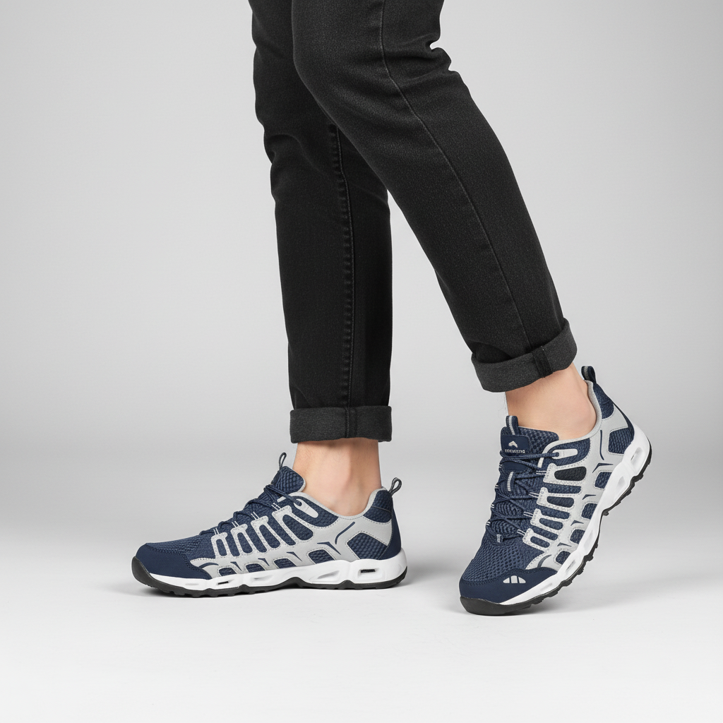 Men Athletic Shoes - Mesh Panel Mid-Top - Air Cushion Sole
