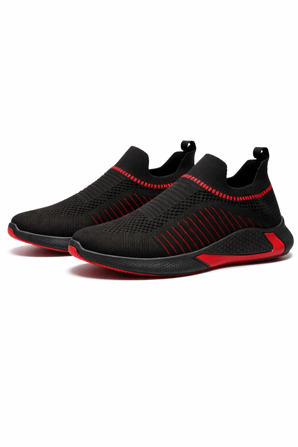 Men's Sneakers - Slip-On - Knit Upper - Low-Top - Flat Sole