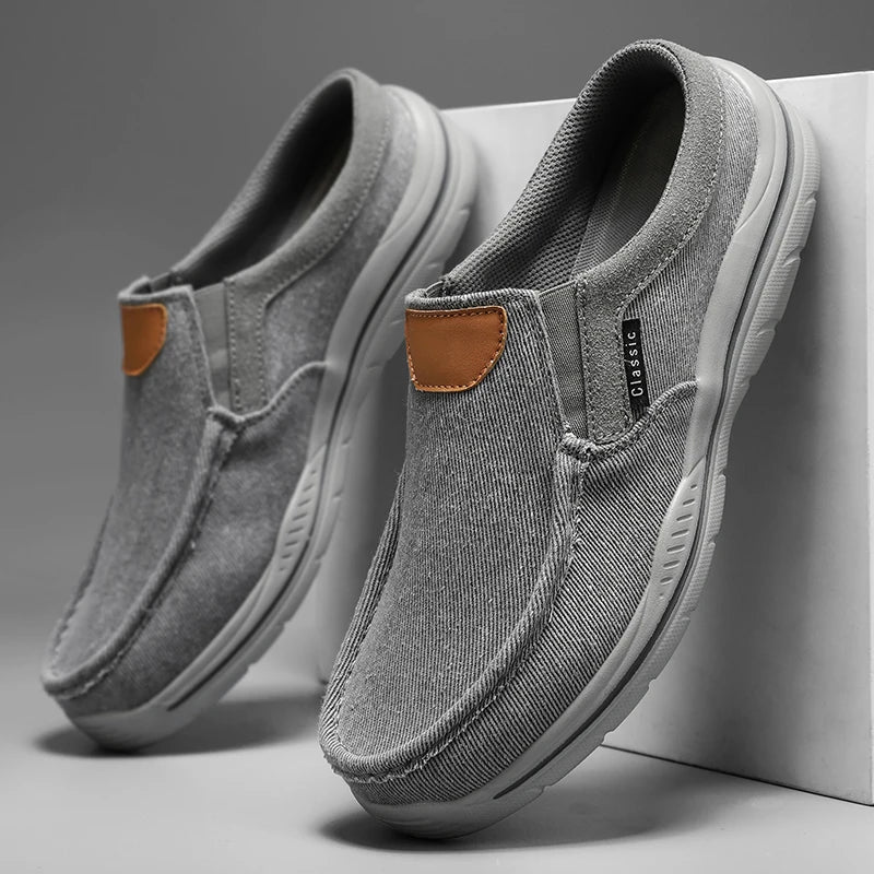Men’s Casual Slip-On Canvas Shoes with Moc Toe Design