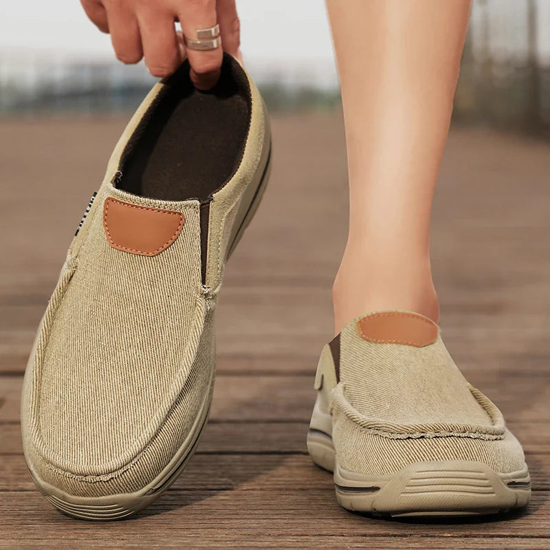 Men’s Casual Slip-On Canvas Shoes with Moc Toe Design