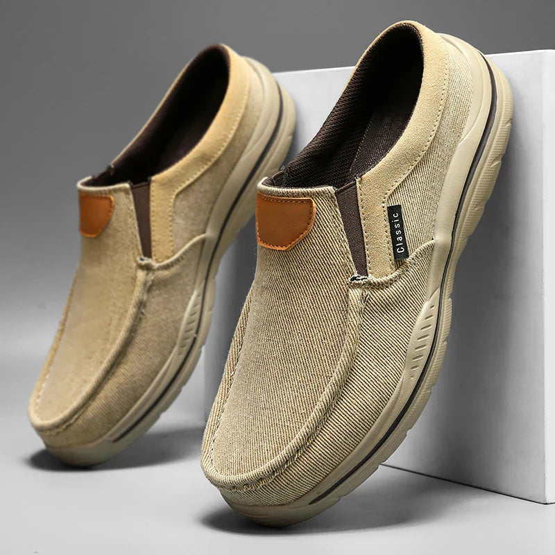Men’s Casual Slip-On Canvas Shoes with Moc Toe Design
