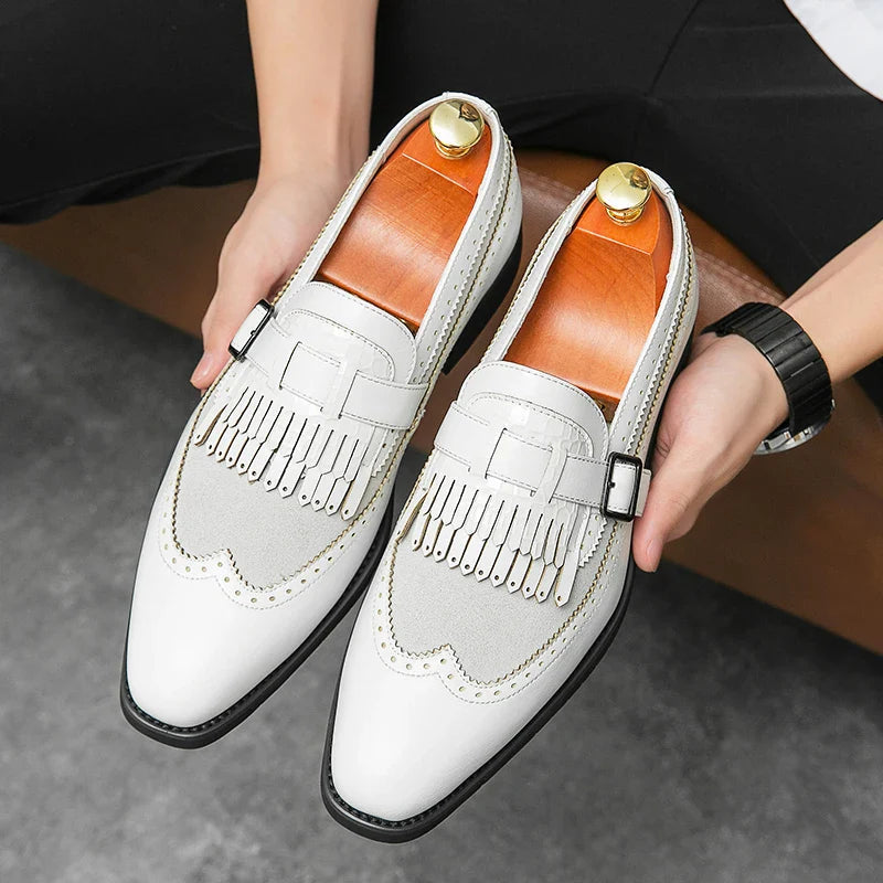 Men’s Brogue Loafers with Kiltie Fringe and Buckle Detail