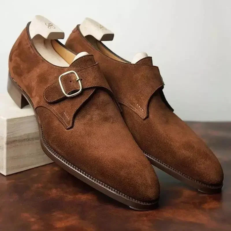 Men’s Monk Strap Dress Shoes with Almond Toe and Low Heel