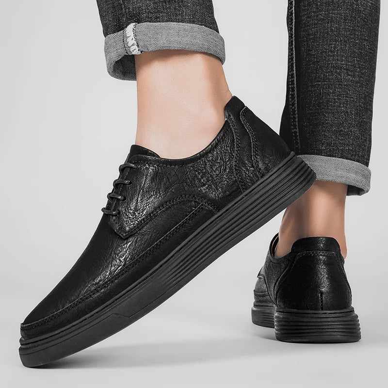 Men's Low-Top Sneakers - Lace-Up - Platform Sole - Round Toe