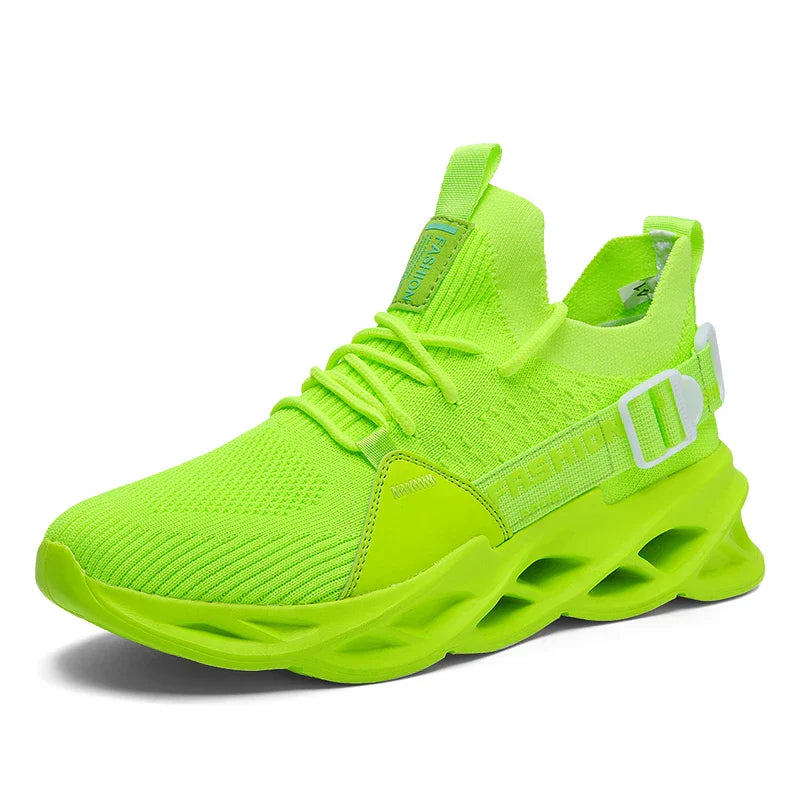 Men's Chunky Sneakers - Lace-Up - Knit Upper - Blade Sole