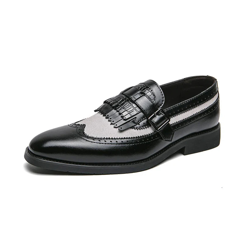Men’s Brogue Loafers with Kiltie Fringe and Buckle Detail
