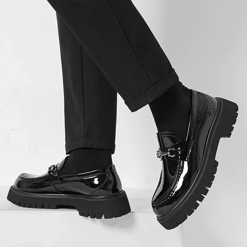 Men's Loafers Chunky Platform Lug Sole Metal Bit Detail