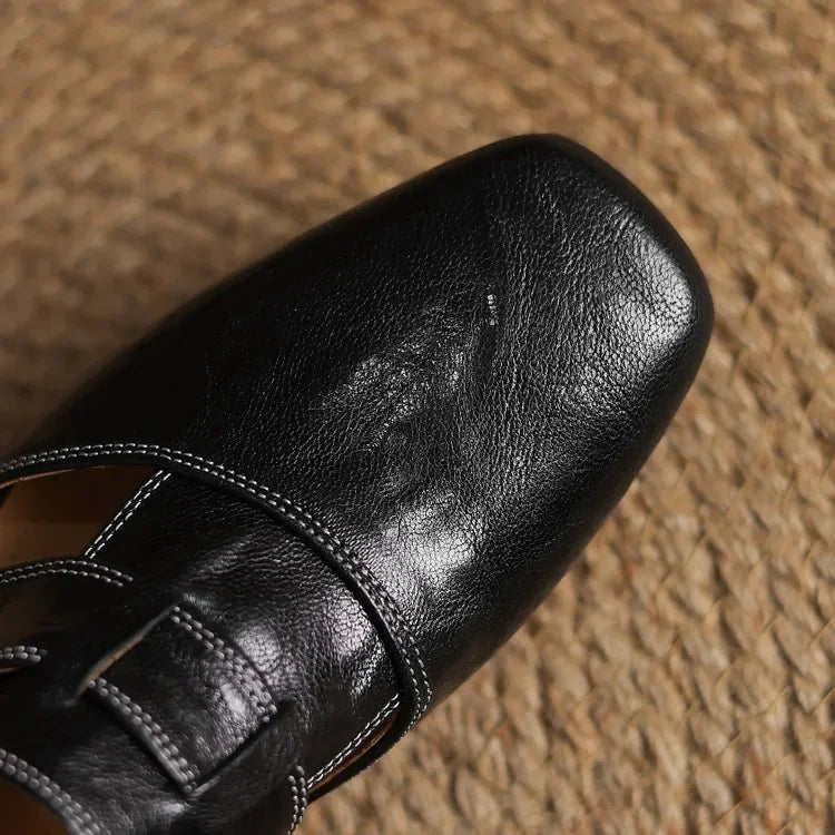 Women’s Closed Toe Mule Heels with Strap Detail