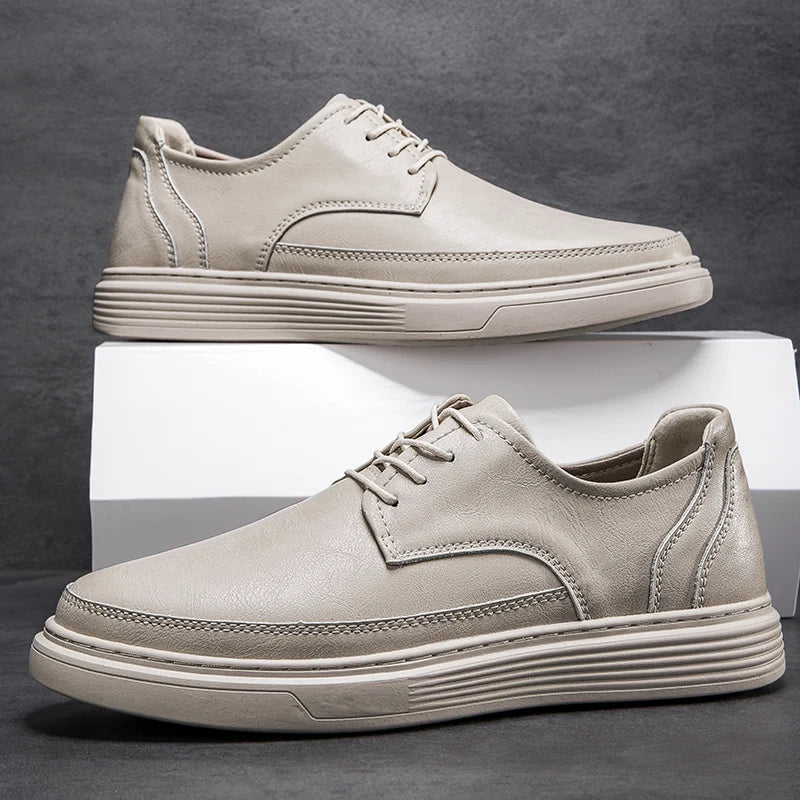 Men's Low-Top Sneakers - Lace-Up - Platform Sole - Round Toe