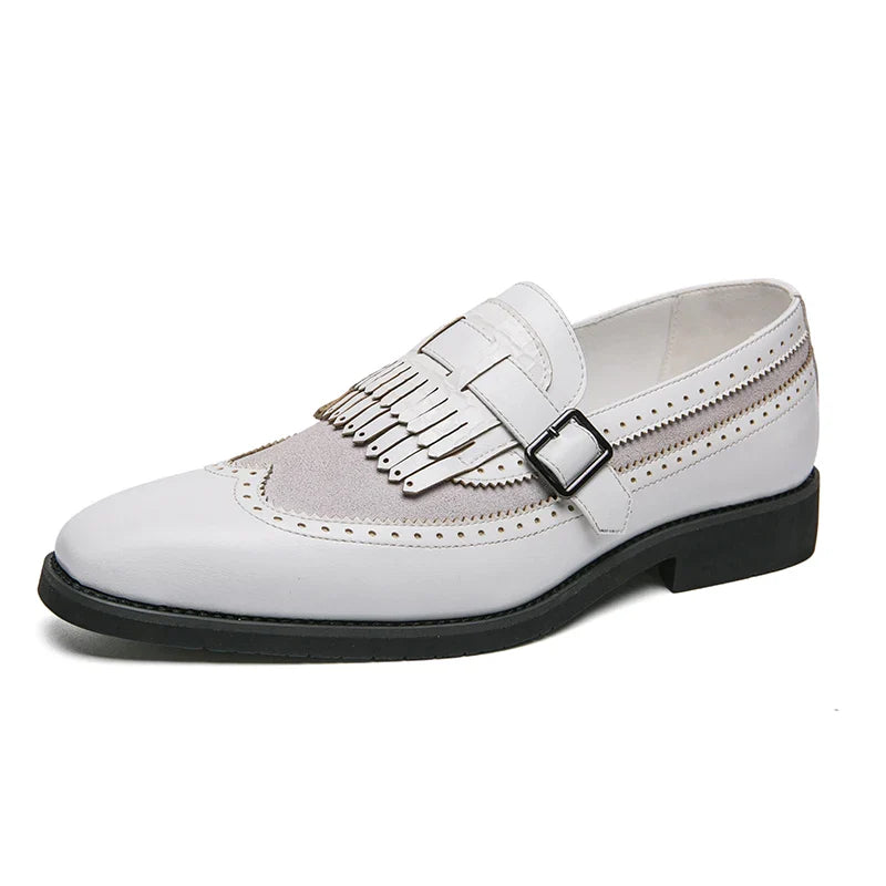 Men’s Brogue Loafers with Kiltie Fringe and Buckle Detail