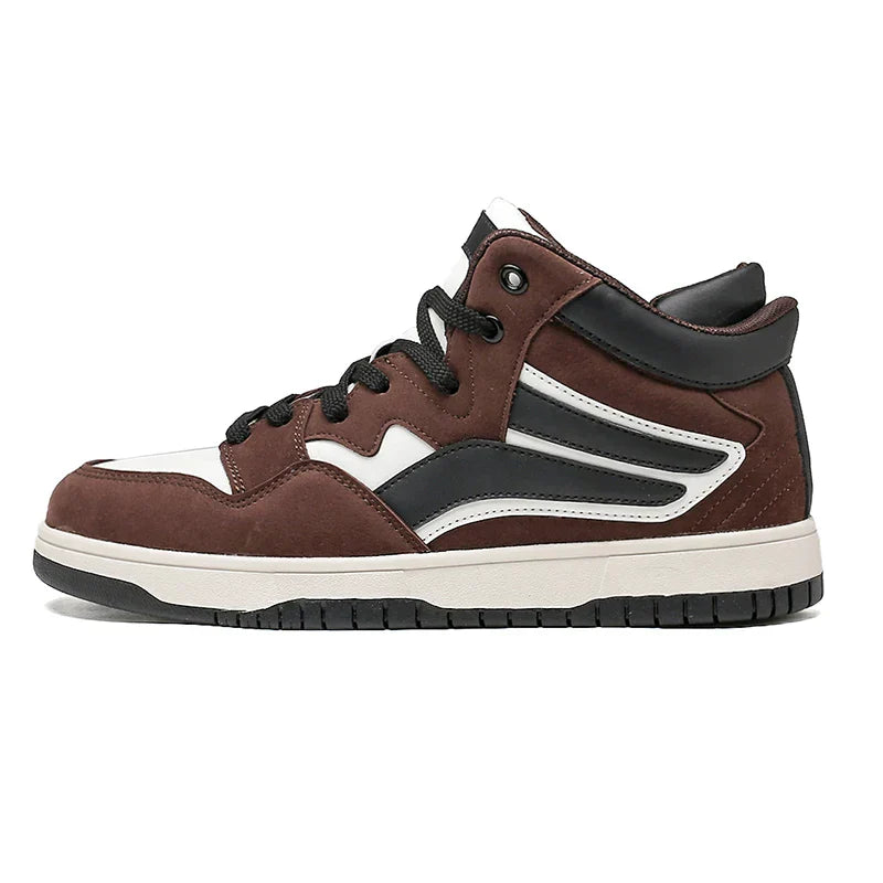 Men’s High-Top Basketball Sneakers with Lace-Up Design and Flat Sole