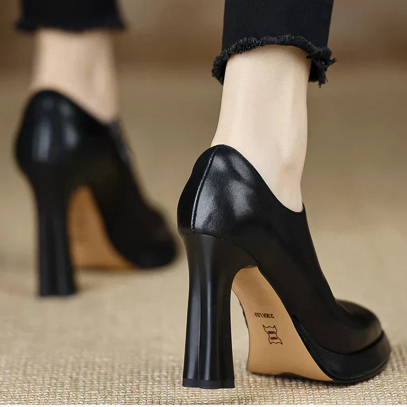 Women's Pointed Toe Ankle Booties - Side Zip - Block Heel - Platform