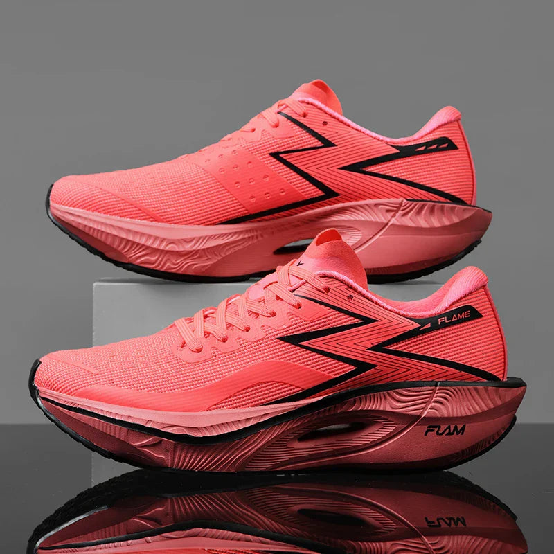 Men's Lace-Up Running Sneakers - Low Top - Mesh Upper - Curved Midsole