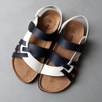 Men’s Multi-Strap Buckle Sandals with Open Toe and Flat Sole