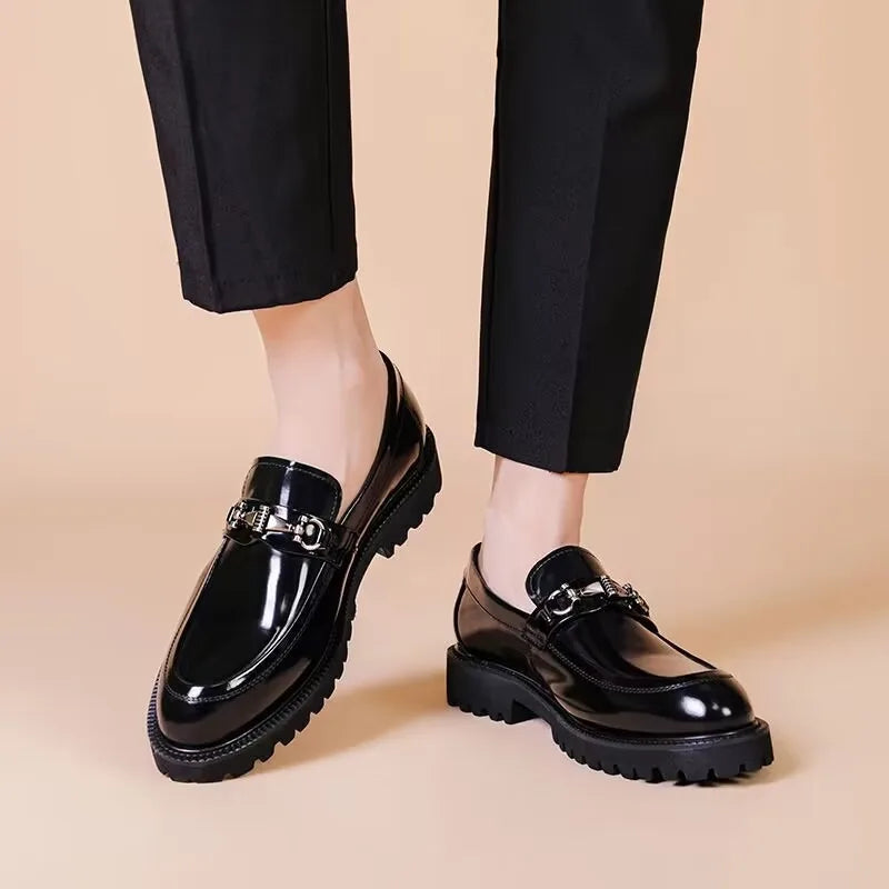 Men's Slip-On Loafers Chunky Lug Sole Horsebit Hardware Detail