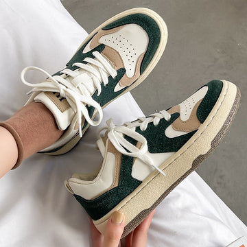 Women's Low-Top Colorblock Sneakers - Lace-Up - Platform Sole