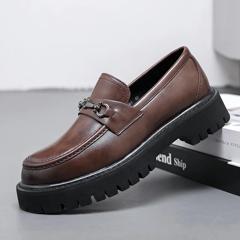 Men's Loafers Chunky Platform Lug Sole Metal Bit Detail
