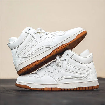 Men’s High-Top Basketball Sneakers with Lace-Up Design and Flat Sole