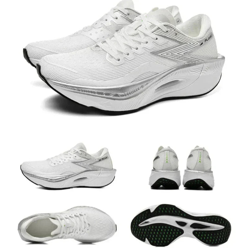 Men's Lace-Up Running Sneakers - Low Top - Mesh Upper - Curved Midsole