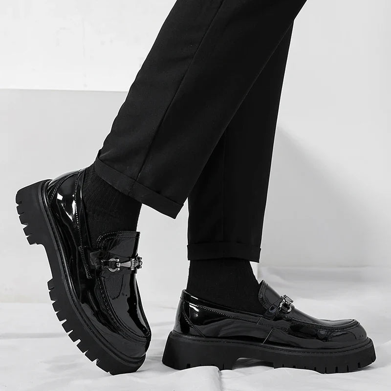 Men's Loafers Chunky Platform Lug Sole Metal Bit Detail