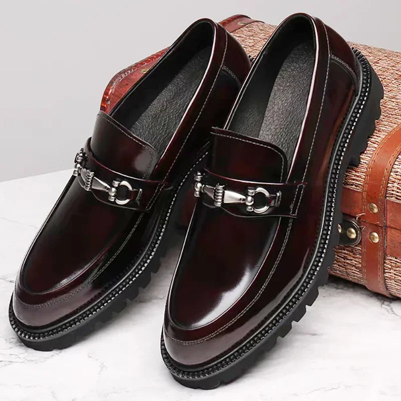 Men's Slip-On Loafers Chunky Lug Sole Horsebit Hardware Detail