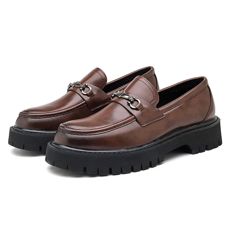Men's Loafers Chunky Platform Lug Sole Metal Bit Detail