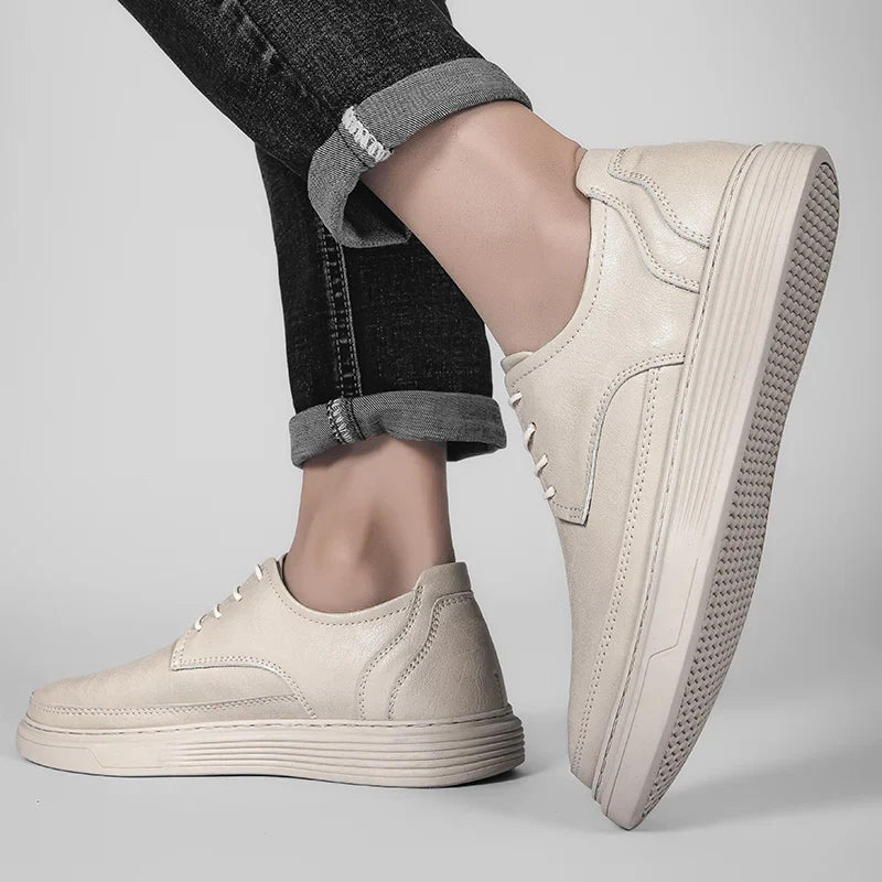 Men's Low-Top Sneakers - Lace-Up - Platform Sole - Round Toe