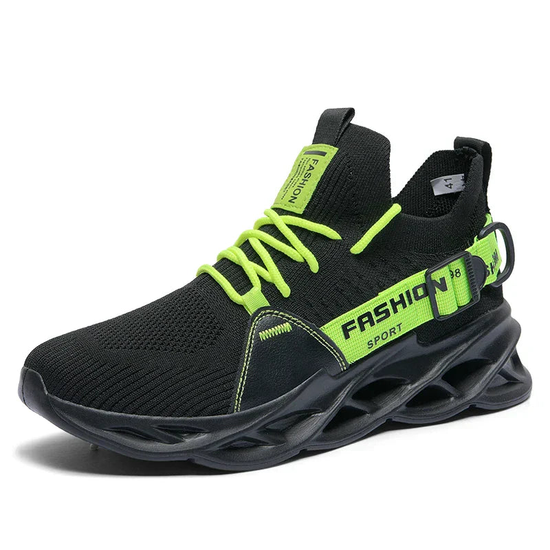 Men's Chunky Sneakers - Lace-Up - Knit Upper - Blade Sole