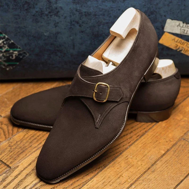 Men’s Monk Strap Dress Shoes with Almond Toe and Low Heel