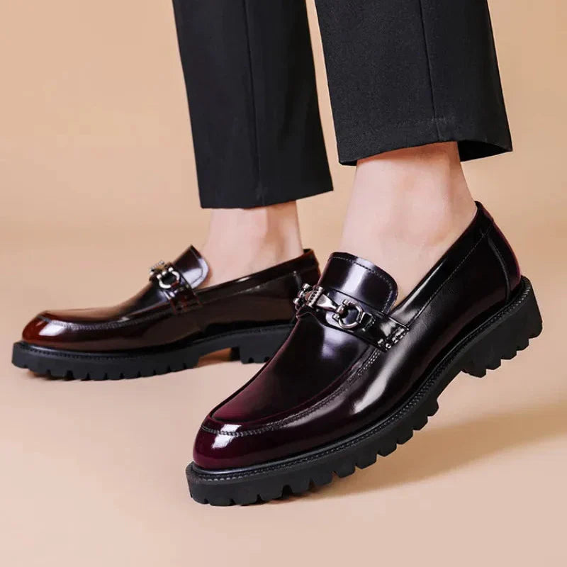 Men's Slip-On Loafers Chunky Lug Sole Horsebit Hardware Detail