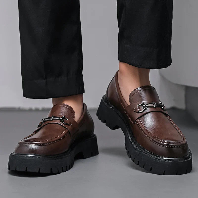 Men's Loafers Chunky Platform Lug Sole Metal Bit Detail