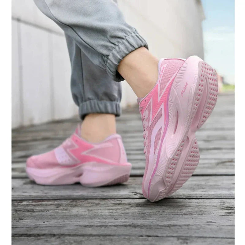 Men's Lace-Up Running Sneakers - Low Top - Mesh Upper - Curved Midsole