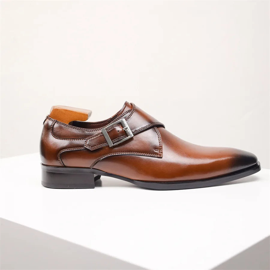 Men’s Faux-Leather Monk Strap Dress Shoes with Polished Finish