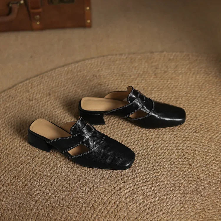 Women’s Closed Toe Mule Heels with Strap Detail